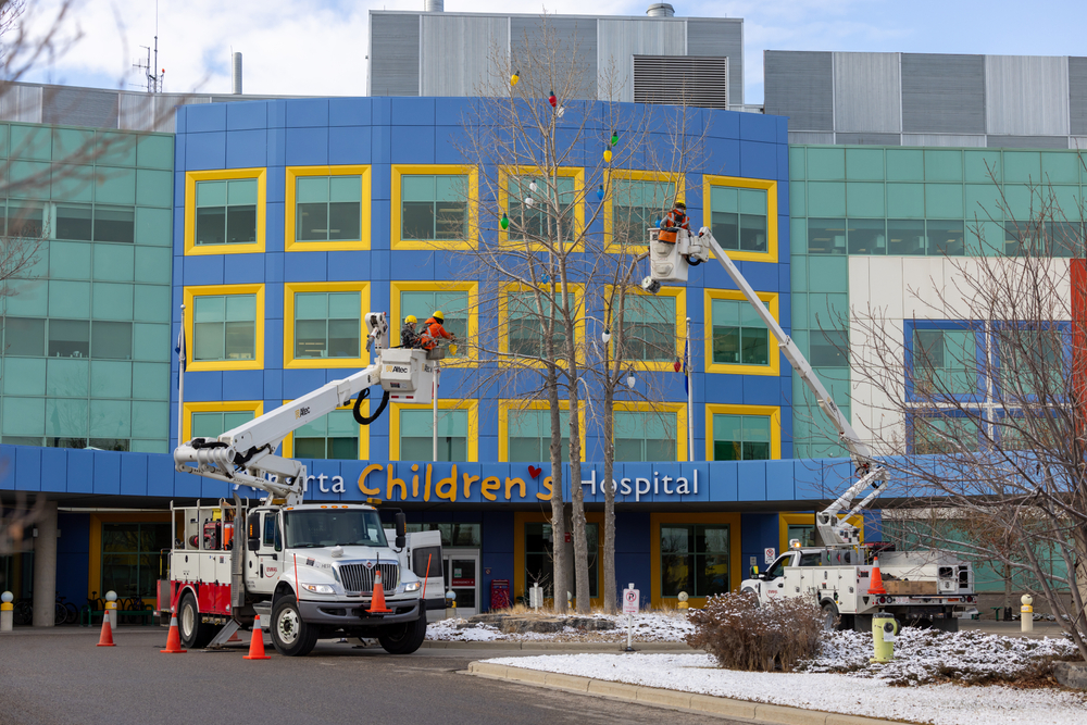 Childrens Hospital lights hanging